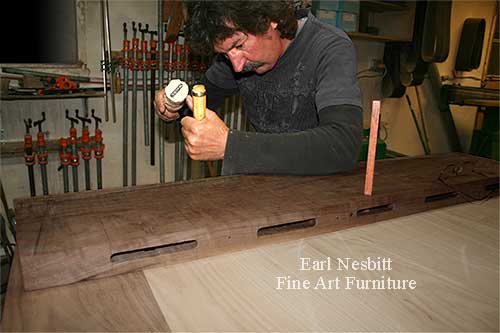 chiseling tenons and pegging mortises